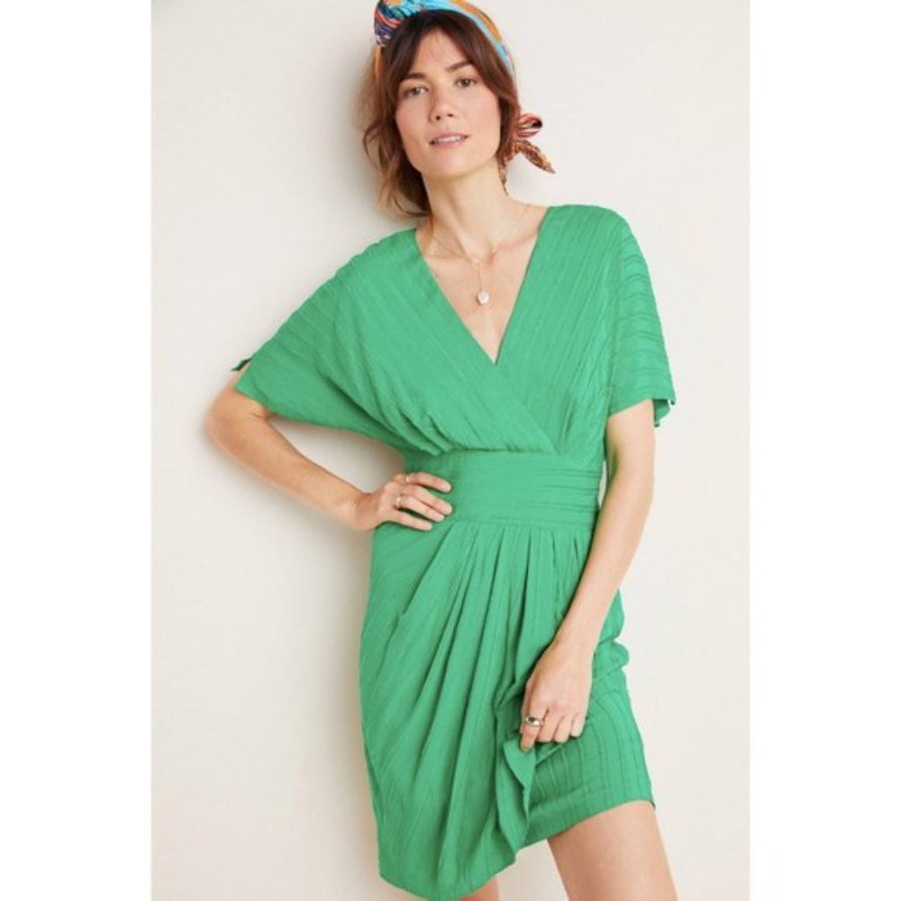 Anthropologie Vibrant Green Mini Dress